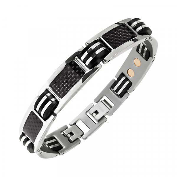 Lunavit Magnetschmuck Armband Ercole aus Titan in Silber für Herren Detailansicht